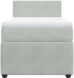 vidaXL Κρεβάτι Boxspring με Στρώμα Ανοιχτό Γκρι 80x200 εκ. Βελούδινο
