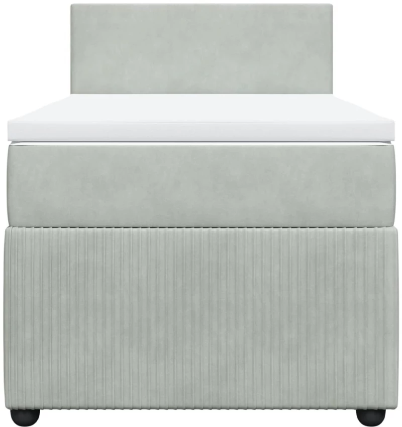 vidaXL Κρεβάτι Boxspring με Στρώμα Ανοιχτό Γκρι 100x200 εκ. Βελούδινο