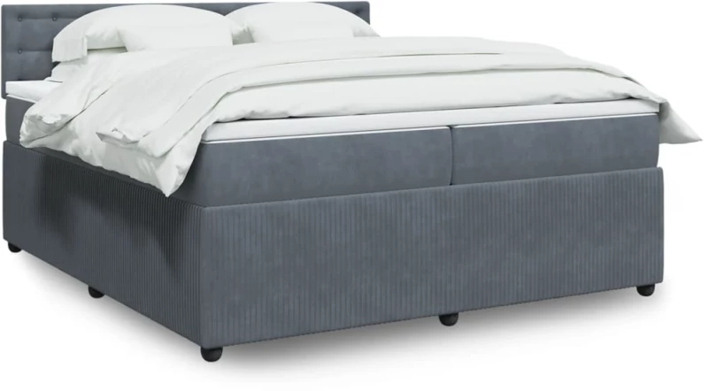 vidaXL Κρεβάτι Boxspring με Στρώμα Σκούρο Γκρι 200x200 εκ. Βελούδινο