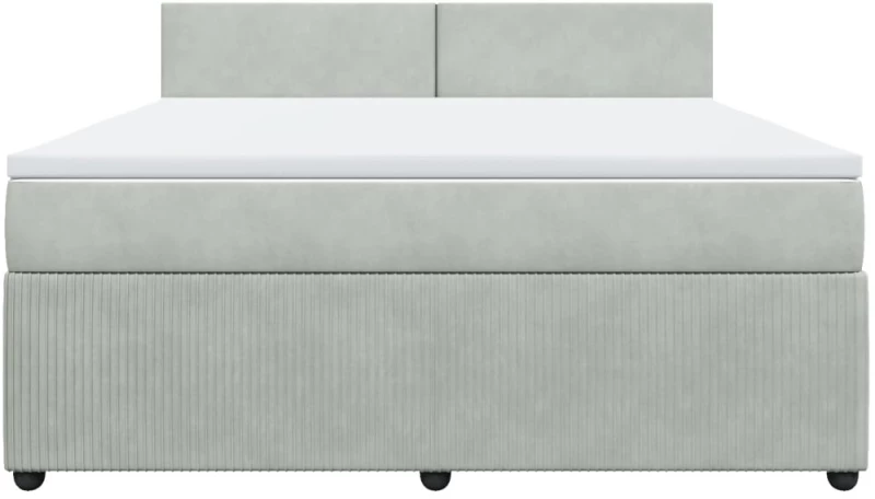 vidaXL Κρεβάτι Boxspring με Στρώμα Ανοιχτό Γκρι 180x200 εκ. Βελούδινο