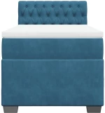 vidaXL Κρεβάτι Boxspring με Στρώμα Σκούρο Μπλε 90x200 εκ. Βελούδινο