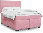 vidaXL Κρεβάτι Boxspring με Στρώμα Ροζ 160x200 εκ. Βελούδινο