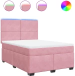 vidaXL Κρεβάτι Boxspring με Στρώμα Ροζ 160x200 εκ. Βελούδινο