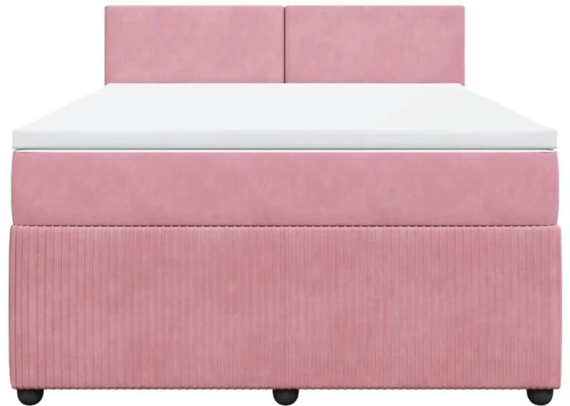 vidaXL Κρεβάτι Boxspring με Στρώμα Ροζ 160x200 εκ. Βελούδινο