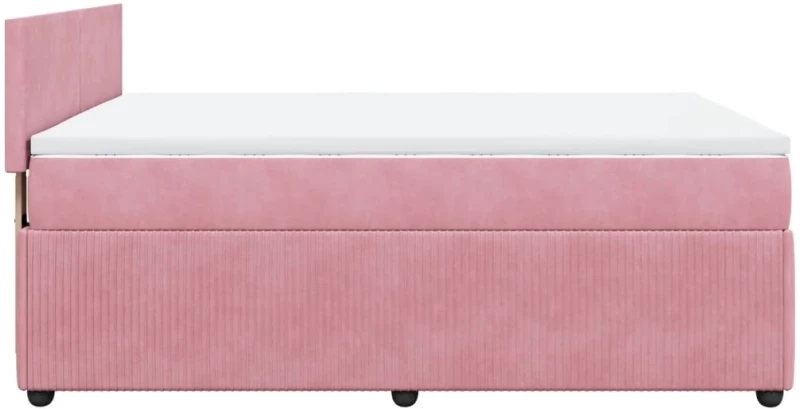 vidaXL Κρεβάτι Boxspring με Στρώμα Ροζ 160x200 εκ. Βελούδινο