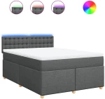 vidaXL Κρεβάτι Boxspring με Στρώμα Σκούρο Γκρι 140x200 εκ Υφασμάτινο