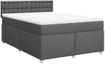 vidaXL Κρεβάτι Boxspring με Στρώμα Σκούρο Γκρι 140x200 εκ Υφασμάτινο