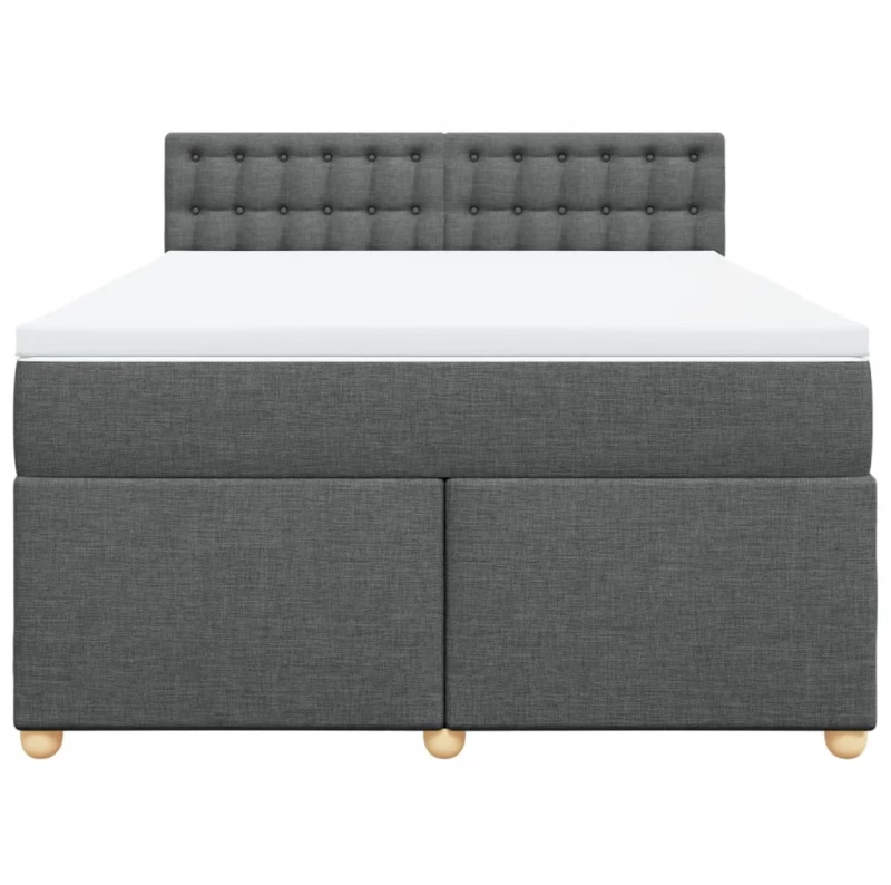 vidaXL Κρεβάτι Boxspring με Στρώμα Σκούρο Γκρι 140x200 εκ Υφασμάτινο