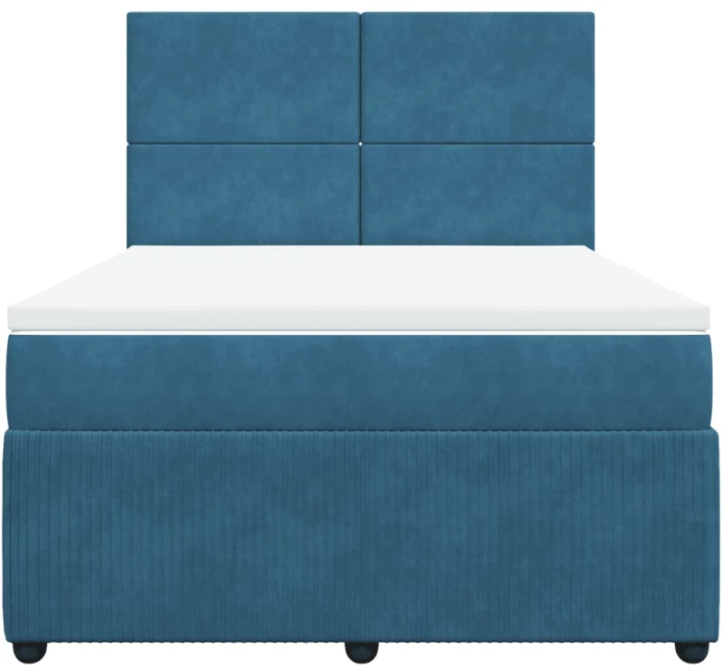 vidaXL Κρεβάτι Boxspring με Στρώμα Σκούρο Μπλε 160x200 εκ. Βελούδινο