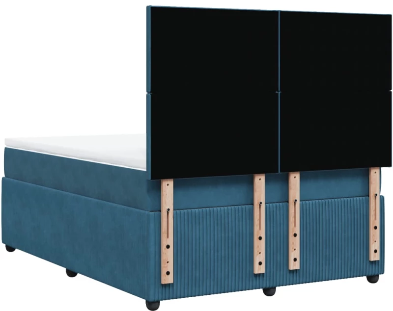 vidaXL Κρεβάτι Boxspring με Στρώμα Σκούρο Μπλε 160x200 εκ. Βελούδινο