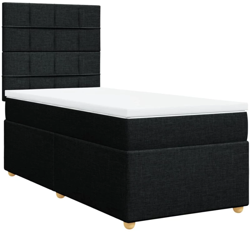 vidaXL Κρεβάτι Boxspring με Στρώμα Μαύρο 100 x 200 εκ. Υφασμάτινο
