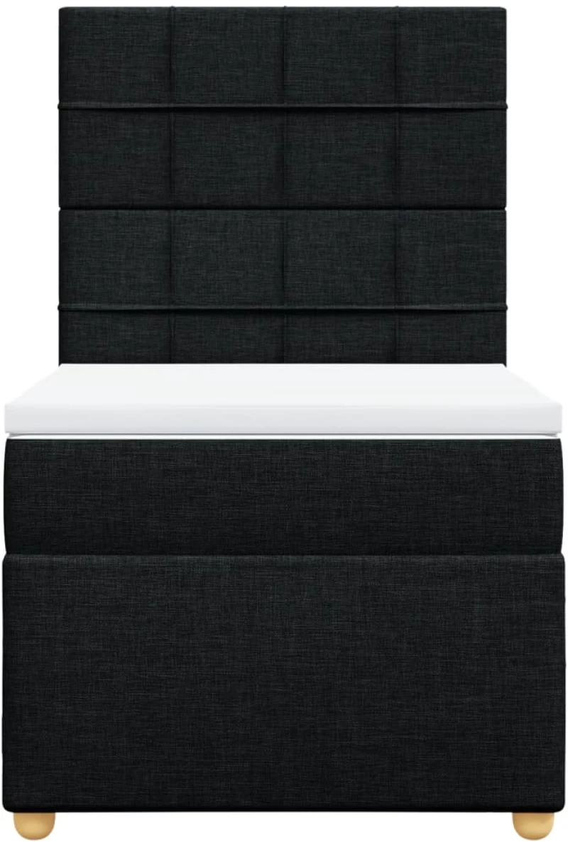 vidaXL Κρεβάτι Boxspring με Στρώμα Μαύρο 100 x 200 εκ. Υφασμάτινο