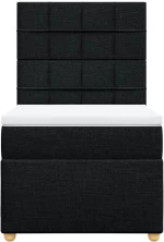 vidaXL Κρεβάτι Boxspring με Στρώμα Μαύρο 100 x 200 εκ. Υφασμάτινο