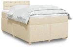 vidaXL Κρεβάτι Boxspring με Στρώμα Κρεμ 120x190 εκ. Υφασμάτινο
