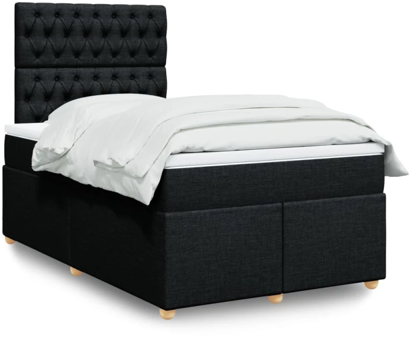 vidaXL Κρεβάτι Boxspring με Στρώμα Μαύρο 120x190 εκ. Υφασμάτινο
