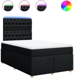 vidaXL Κρεβάτι Boxspring με Στρώμα Μαύρο 120x190 εκ. Υφασμάτινο