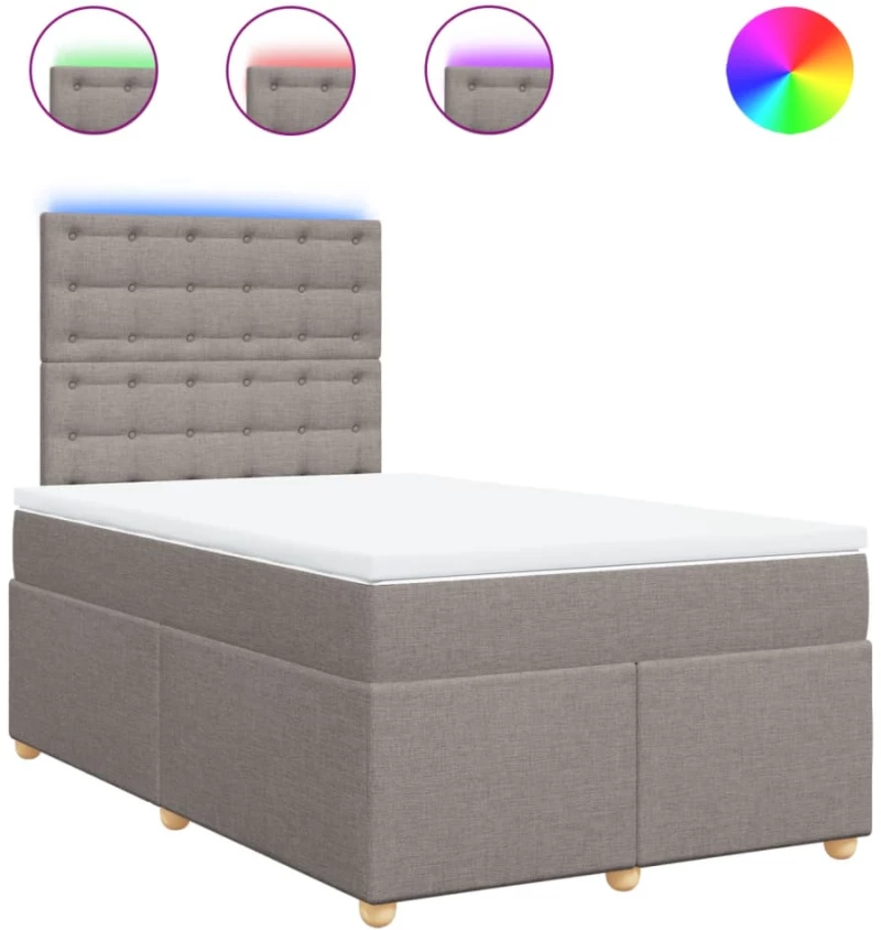 vidaXL Κρεβάτι Boxspring με Στρώμα Taupe 120x200 εκ. Υφασμάτινο