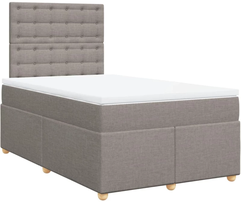 vidaXL Κρεβάτι Boxspring με Στρώμα Taupe 120x200 εκ. Υφασμάτινο