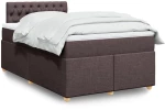vidaXL Κρεβάτι Boxspring με Στρώμα Σκούρο Καφέ 120x190 εκ Υφασμάτινο
