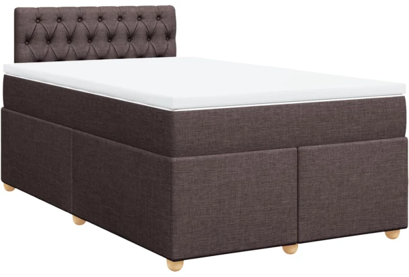 vidaXL Κρεβάτι Boxspring με Στρώμα Σκούρο Καφέ 120x190 εκ Υφασμάτινο