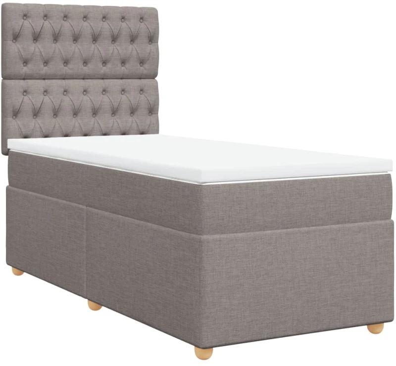 vidaXL Κρεβάτι Boxspring με Στρώμα Taupe 100 x 200 εκ. Υφασμάτινο