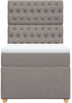 vidaXL Κρεβάτι Boxspring με Στρώμα Taupe 100 x 200 εκ. Υφασμάτινο