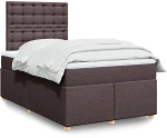 vidaXL Κρεβάτι Boxspring με Στρώμα Σκούρο Καφέ 120x190 εκ Υφασμάτινο