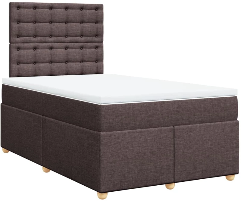 vidaXL Κρεβάτι Boxspring με Στρώμα Σκούρο Καφέ 120x190 εκ Υφασμάτινο