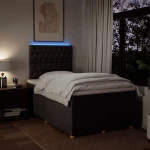 vidaXL Κρεβάτι Boxspring με Στρώμα Σκούρο Καφέ 120x200 εκ. Υφασμάτινο