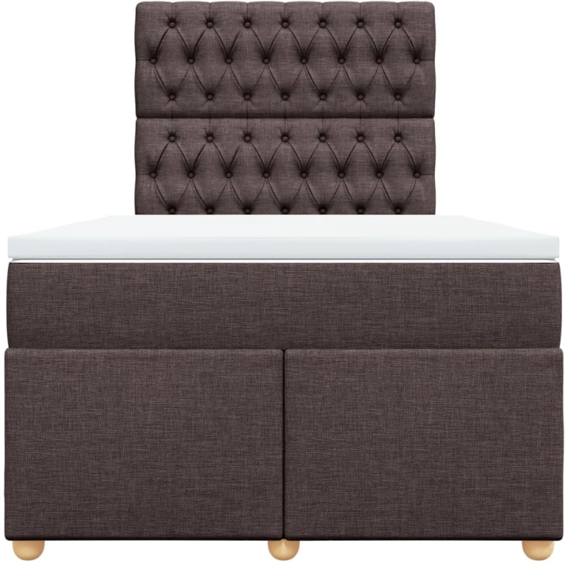 vidaXL Κρεβάτι Boxspring με Στρώμα Σκούρο Καφέ 120x200 εκ. Υφασμάτινο