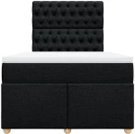 vidaXL Κρεβάτι Boxspring με Στρώμα Μαύρο 120x200 εκ. Υφασμάτινο