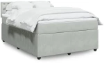 vidaXL Κρεβάτι Boxspring με Στρώμα Ανοιχτό Γκρι 140x200 εκ. Βελούδινο