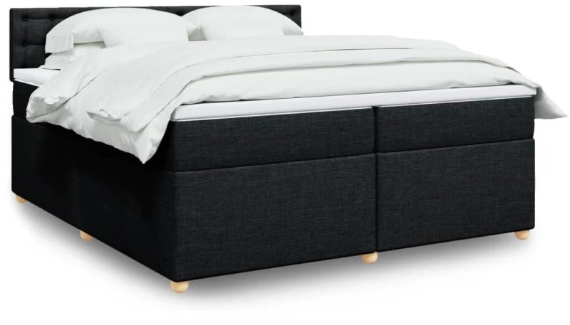 vidaXL Κρεβάτι Boxspring με Στρώμα Μαύρο 200x200 εκ. Υφασμάτινο