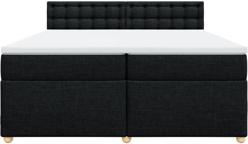 vidaXL Κρεβάτι Boxspring με Στρώμα Μαύρο 200x200 εκ. Υφασμάτινο
