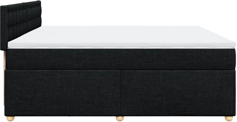 vidaXL Κρεβάτι Boxspring με Στρώμα Μαύρο 200x200 εκ. Υφασμάτινο