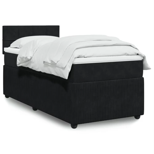 vidaXL Κρεβάτι Boxspring με Στρώμα Μαύρο 90x200 εκ. Βελούδινο
