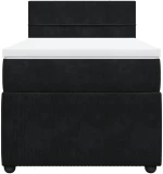 vidaXL Κρεβάτι Boxspring με Στρώμα Μαύρο 90x200 εκ. Βελούδινο