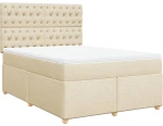 vidaXL Κρεβάτι Boxspring με Στρώμα Κρεμ 140x200 εκ. Υφασμάτινο