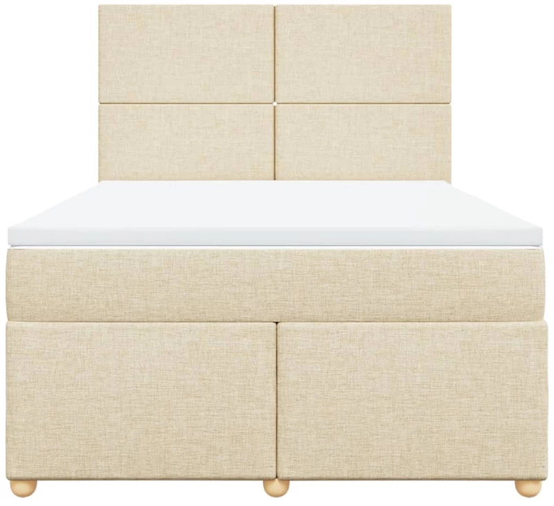 vidaXL Κρεβάτι Boxspring με Στρώμα Κρεμ 140x200 εκ. Υφασμάτινο