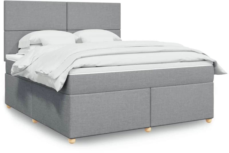 vidaXL Κρεβάτι Boxspring με Στρώμα Ανοιχτό Γκρι 180x200 εκ. Υφασμάτινο