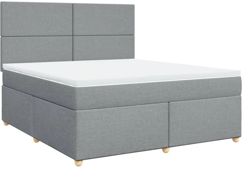 vidaXL Κρεβάτι Boxspring με Στρώμα Ανοιχτό Γκρι 180x200 εκ. Υφασμάτινο