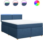vidaXL Κρεβάτι Boxspring με Στρώμα Μπλε 160x200 εκ. Υφασμάτινο