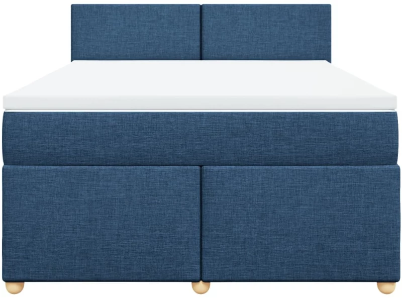 vidaXL Κρεβάτι Boxspring με Στρώμα Μπλε 160x200 εκ. Υφασμάτινο