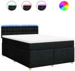 vidaXL Κρεβάτι Boxspring με Στρώμα Μαύρο 160x200 εκ. Υφασμάτινο