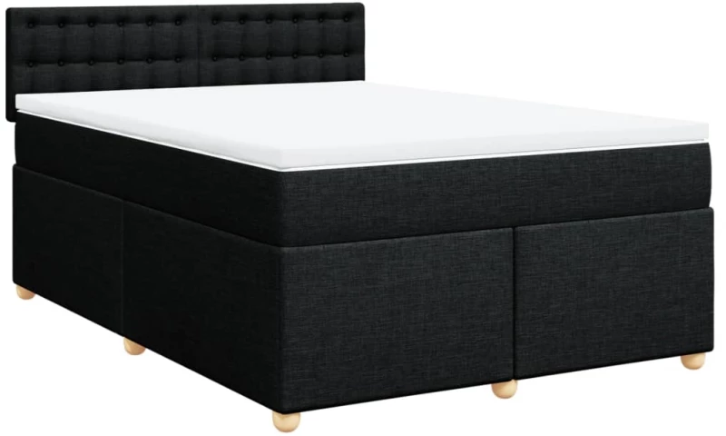 vidaXL Κρεβάτι Boxspring με Στρώμα Μαύρο 160x200 εκ. Υφασμάτινο