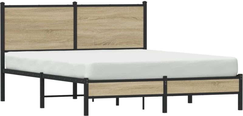 vidaXL Σκελετός Κρεβ. Χωρίς Στρώμα Sonoma Δρυς 140x190 εκ. Μεταλλικό
