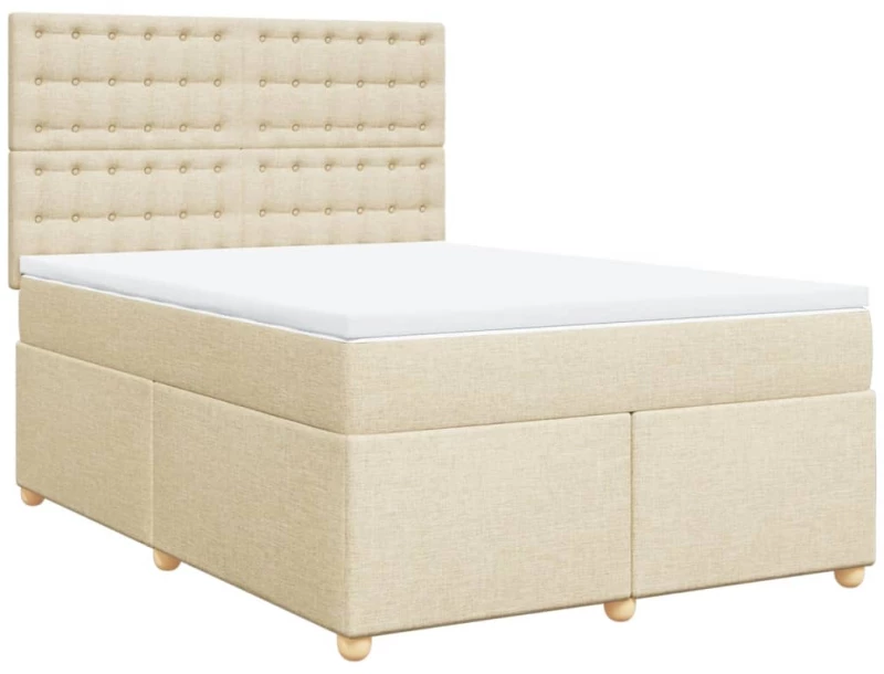 vidaXL Κρεβάτι Boxspring με Στρώμα Κρεμ 160x200 εκ. Υφασμάτινο