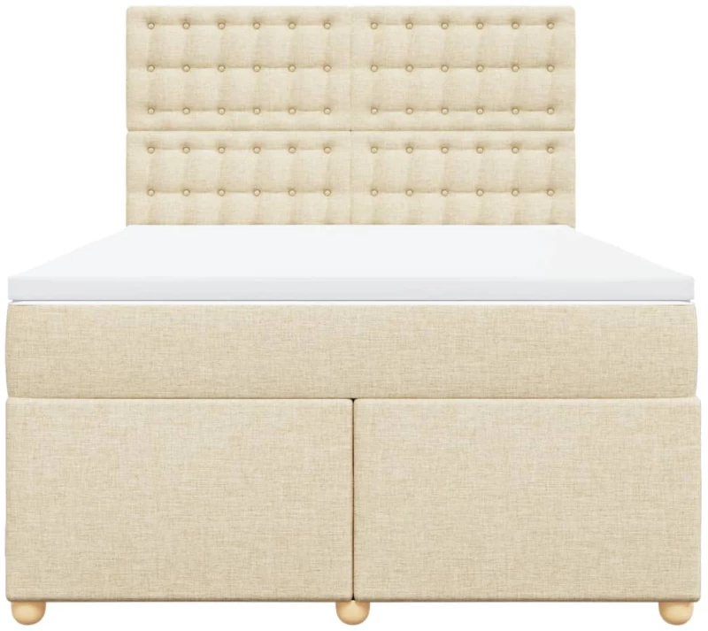 vidaXL Κρεβάτι Boxspring με Στρώμα Κρεμ 160x200 εκ. Υφασμάτινο