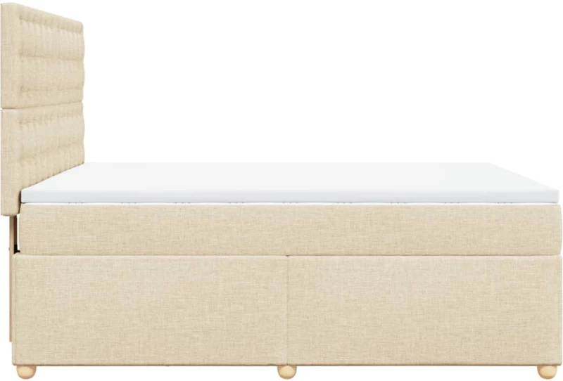 vidaXL Κρεβάτι Boxspring με Στρώμα Κρεμ 160x200 εκ. Υφασμάτινο