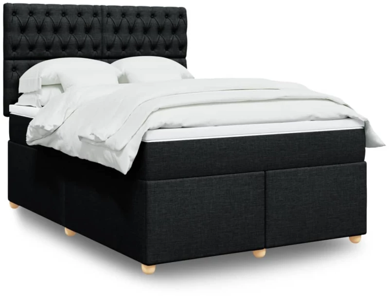 vidaXL Κρεβάτι Boxspring με Στρώμα Μαύρο 140x200 εκ. Υφασμάτινο